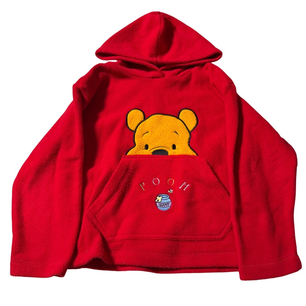 Vintage 90s Disney Winnie the Pooh Fleece Hoodie Sweatshirt Kid Boy Girl small 8